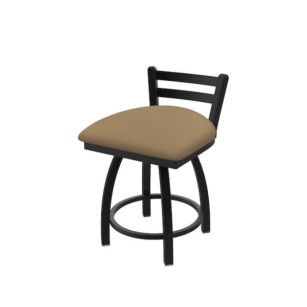 18" Low Back Swivel Vanity Stool, Black Wrinkle, Canter Sand Seat